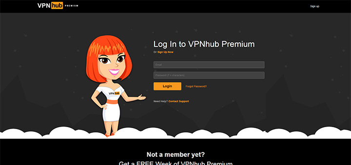 VPNHub Premium login